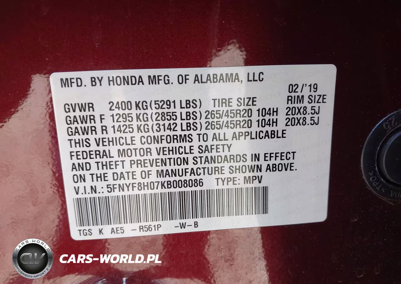 2019 Honda Passport Elite VIN:5FNYF8H07KB008086 - 9