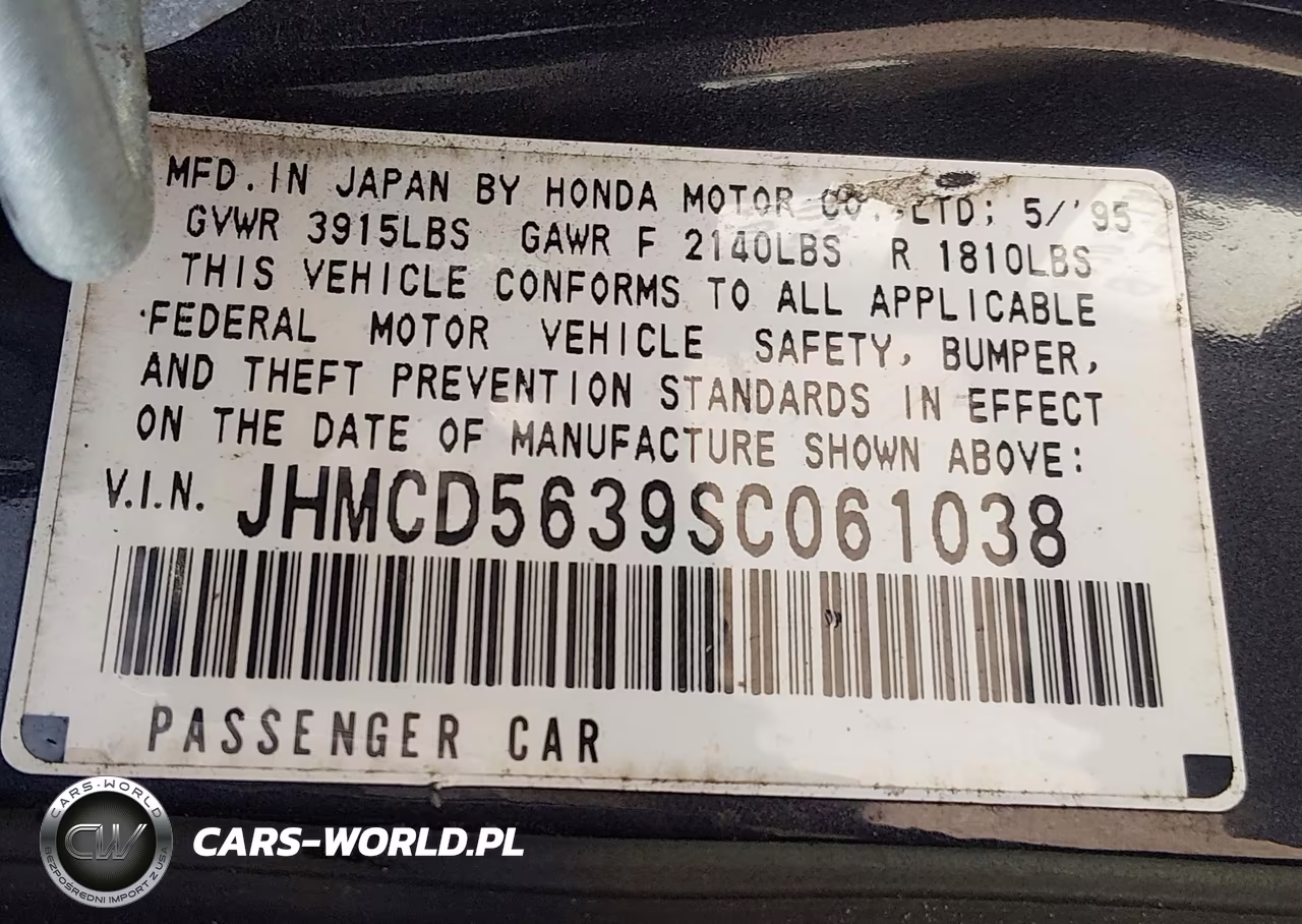 1995 Honda Accord Lx VIN:JHMCD5639SC061038 - 9