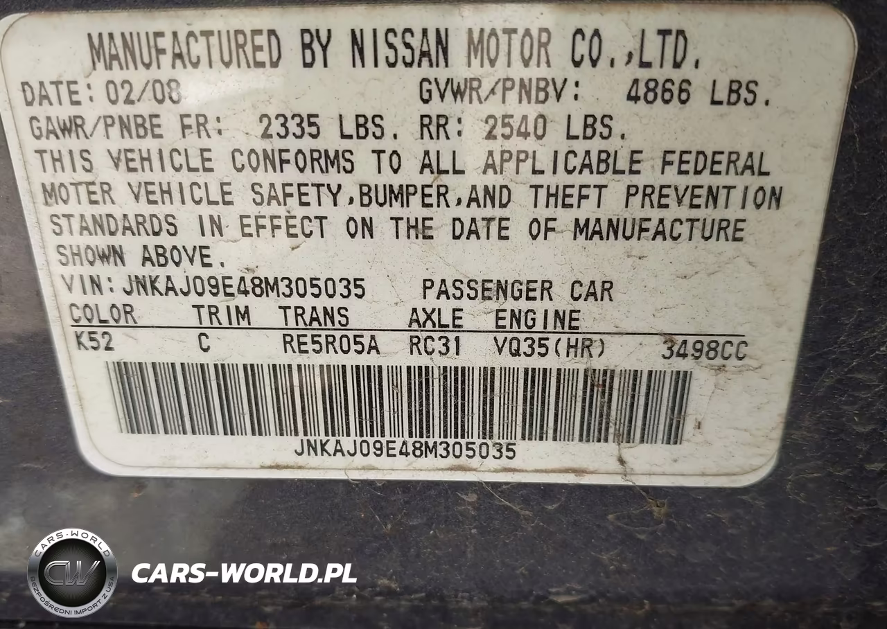 2008 Infiniti Ex35 Journey VIN:JNKAJ09E48M305035 - 9