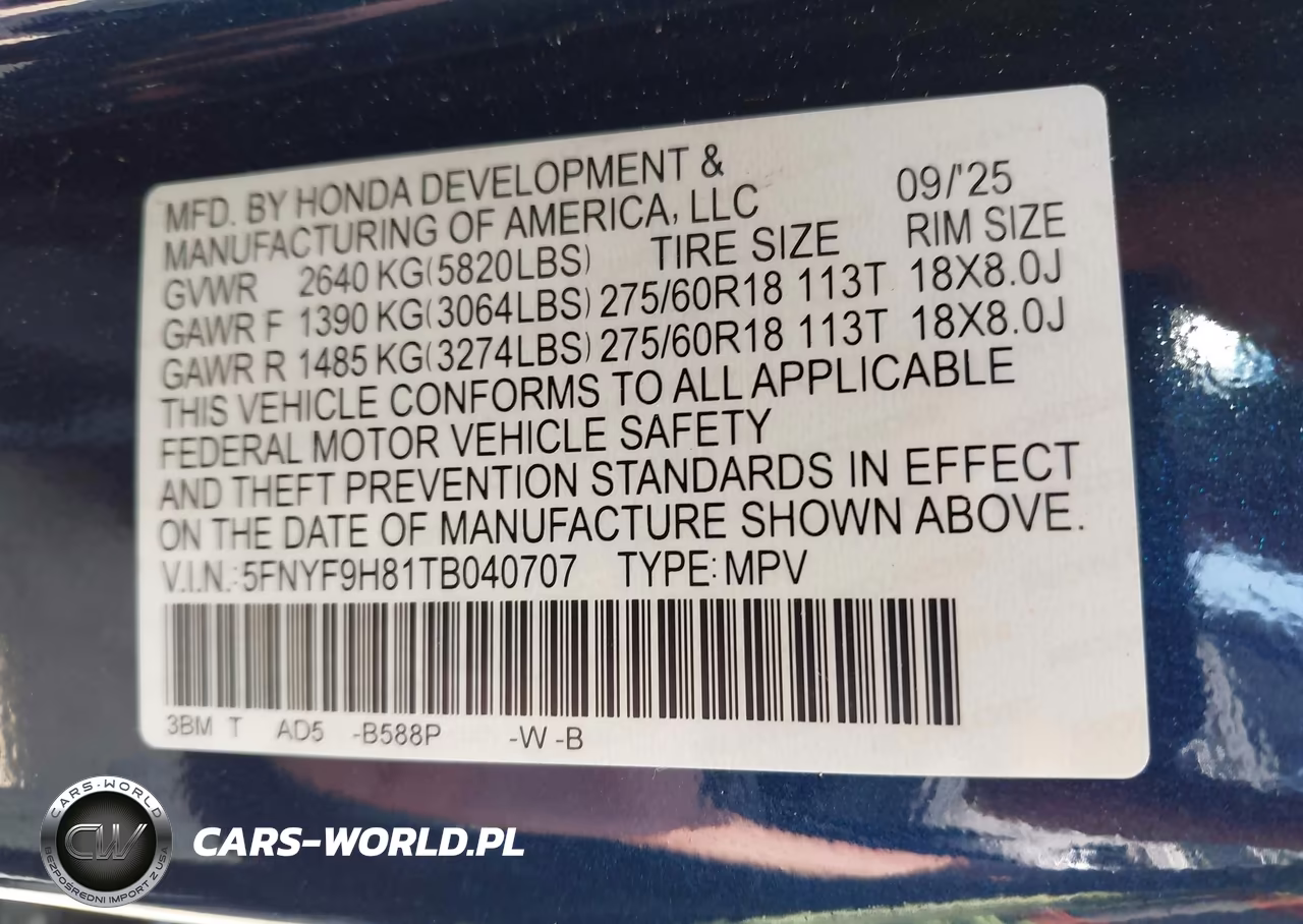 2026 Honda Passport Awd Trailsport Elite-Awd Trailsport Elite Blackout VIN:5FNYF9H81TB040707 - 9