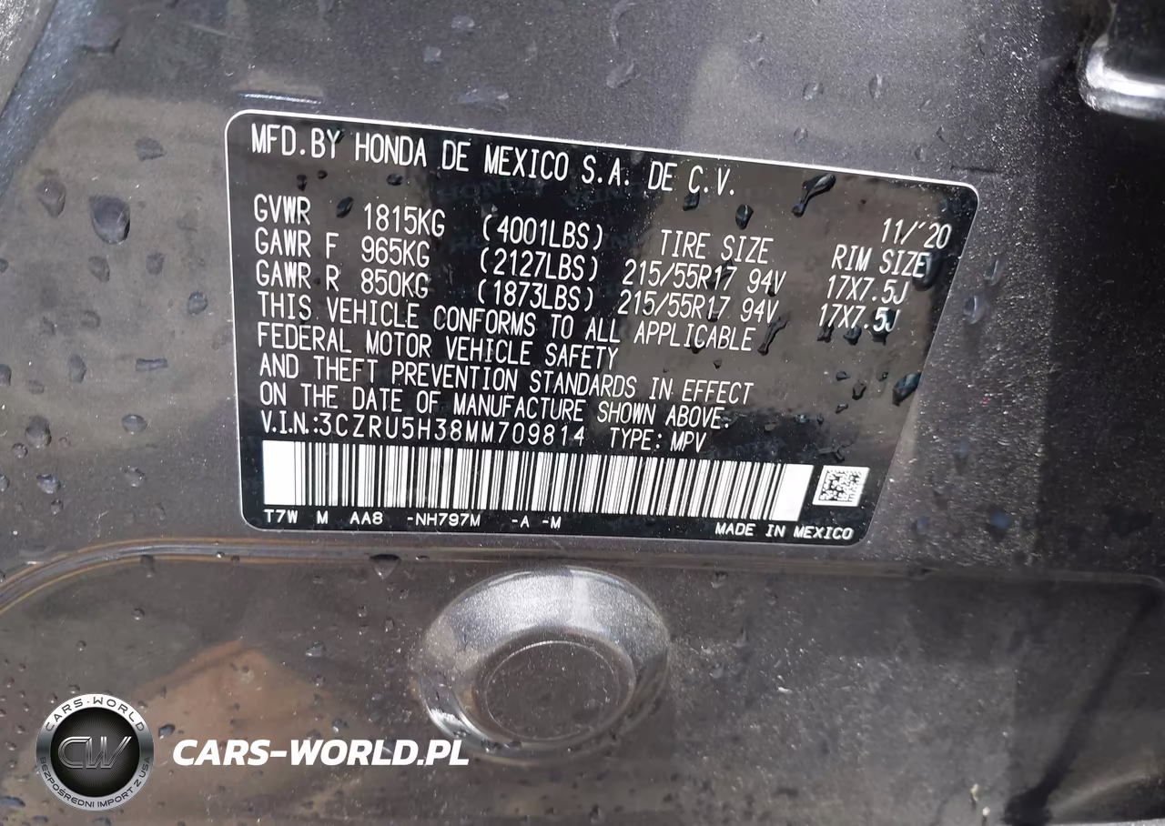 2021 Honda Hr-V 2Wd Lx VIN:3CZRU5H38MM709814 - 9