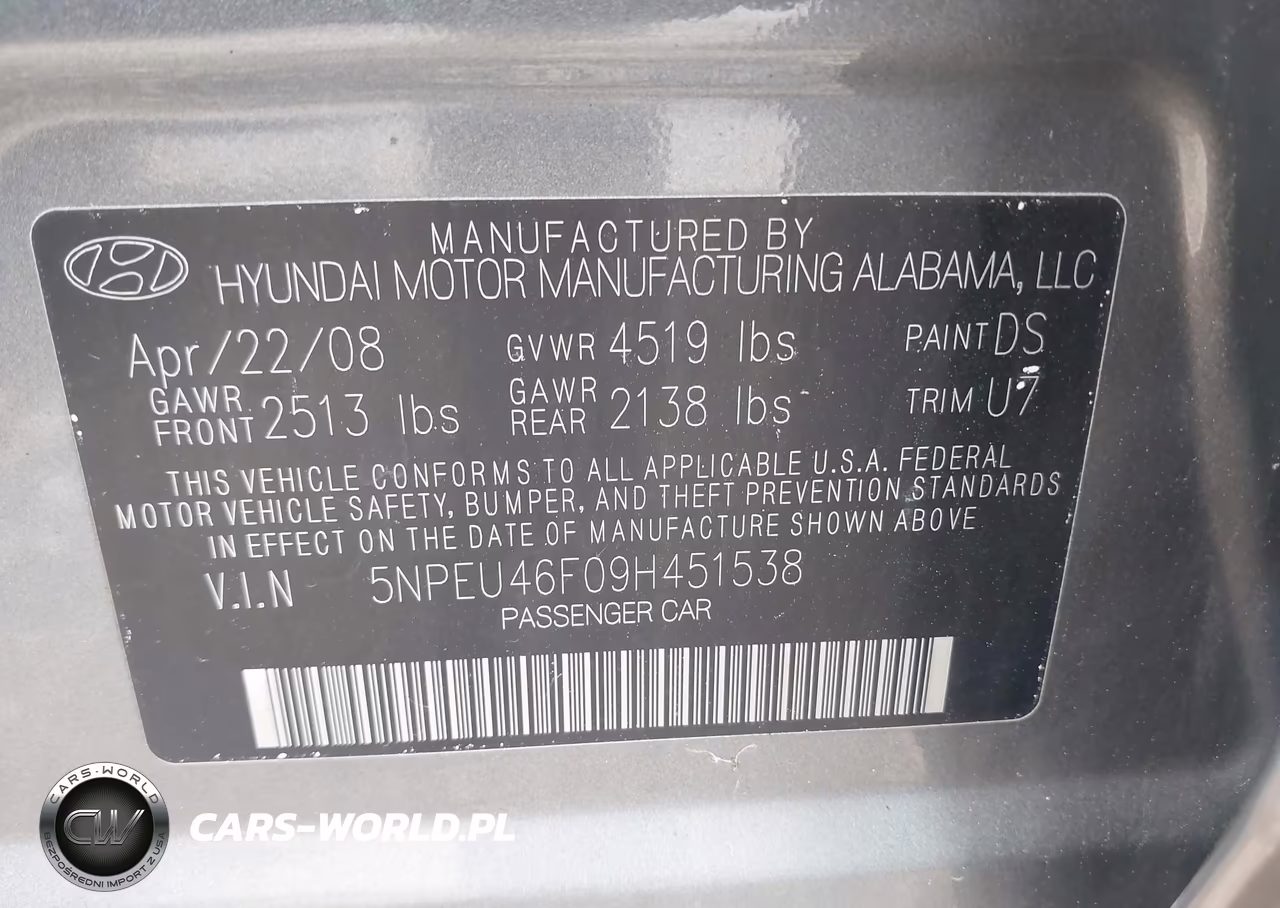 2009 Hyundai Sonata Se V6 VIN:5NPEU46F09H451538 - 9