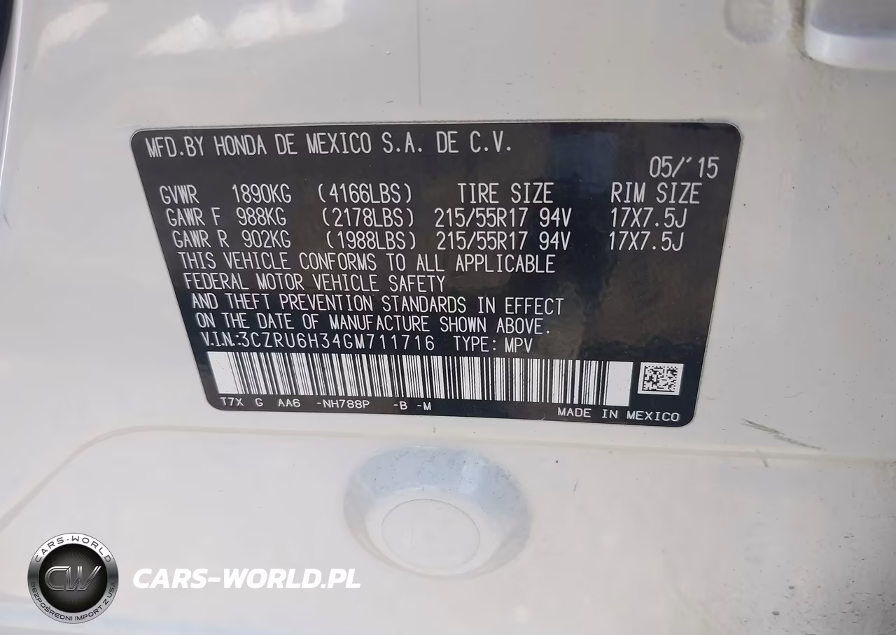 2016 Honda Hr-V Lx VIN:3CZRU6H34GM711716 - 9