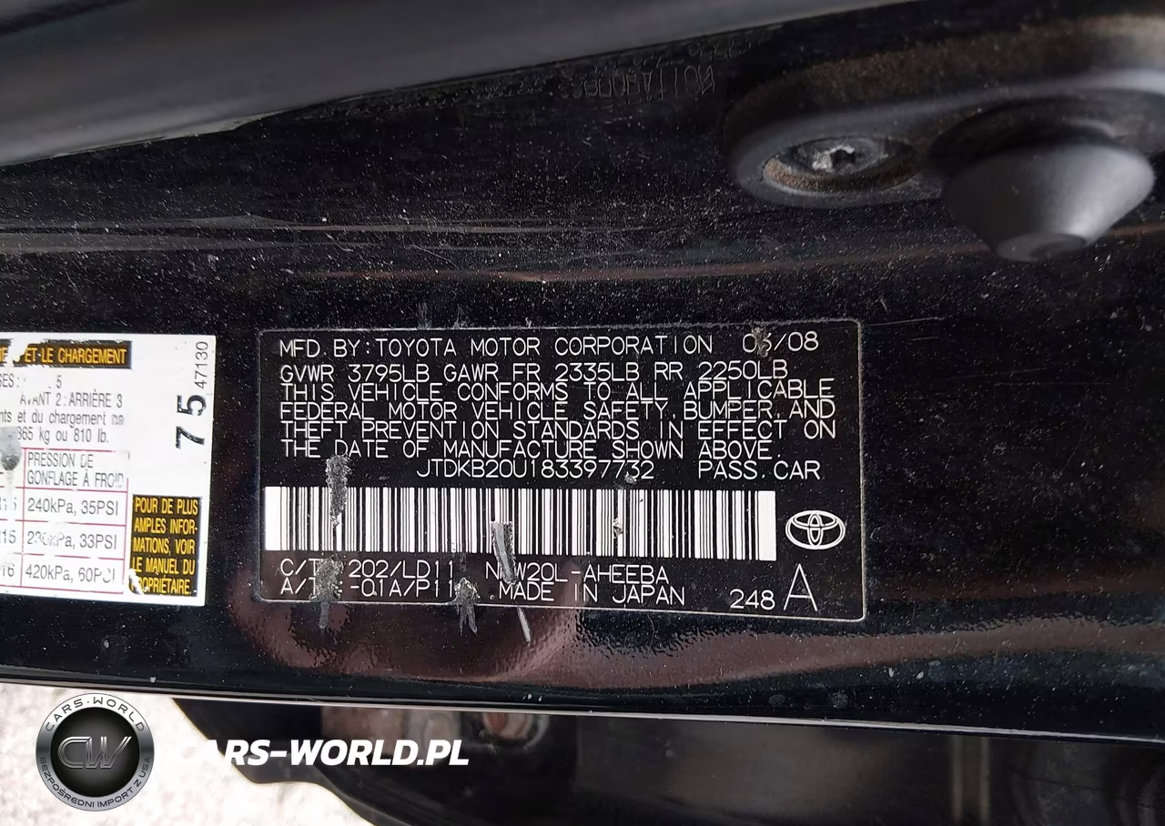 2008 Toyota Prius VIN:JTDKB20U183397732 - 9
