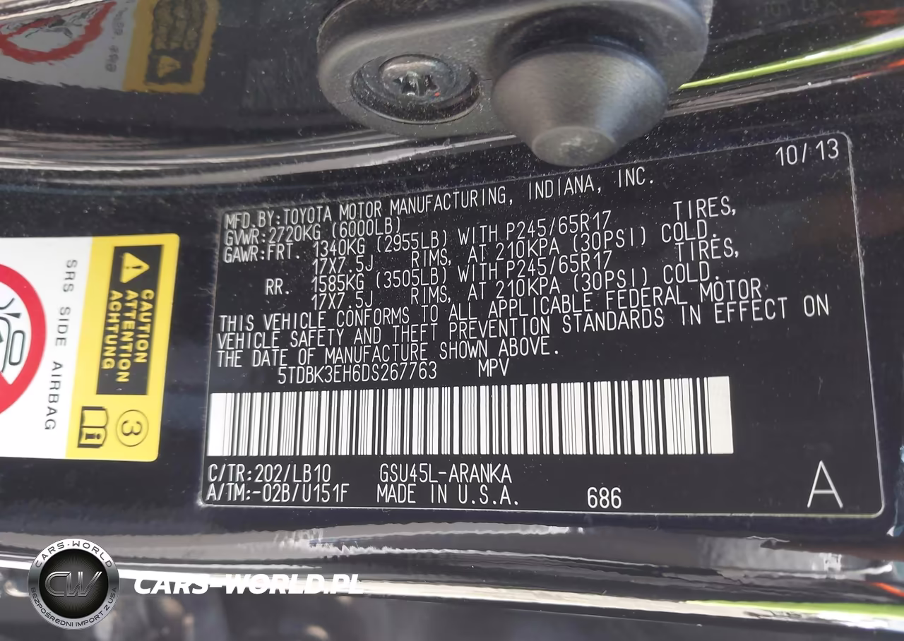 2013 Toyota Highlander Se V6 VIN:5TDBK3EH6DS267763 - 9