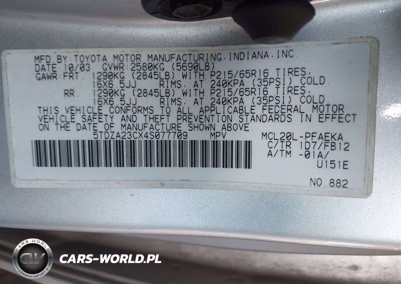 2004 Toyota Sienna Le VIN:5TDZA23CX4S077709 - 9
