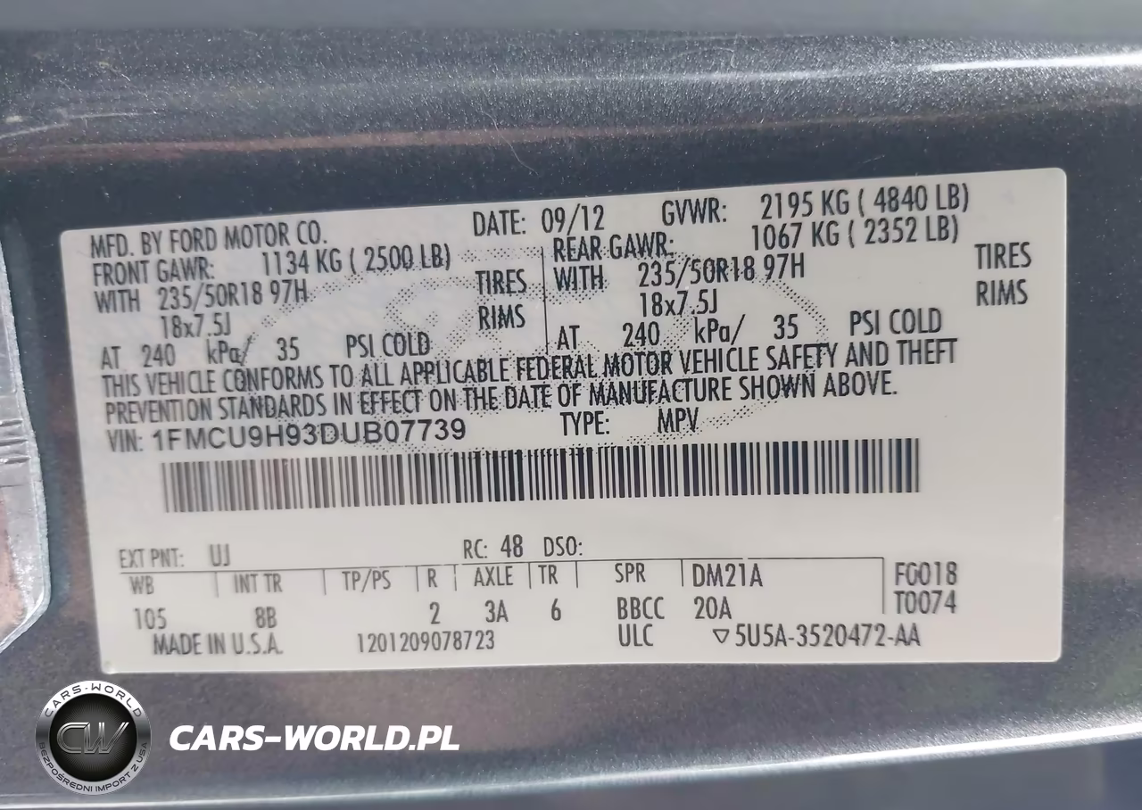 2013 Ford Escape Sel VIN:1FMCU9H93DUB07739 - 9