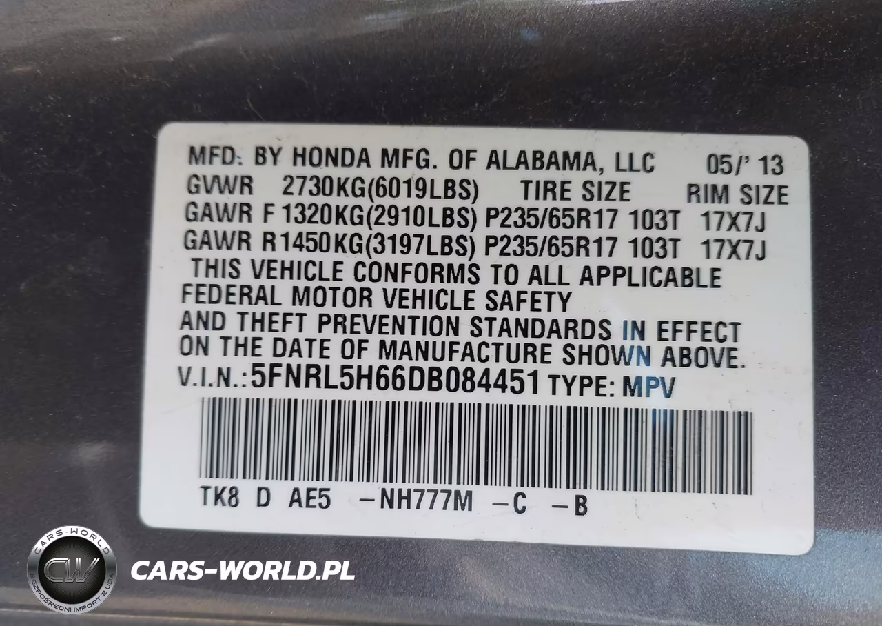 2013 Honda Odyssey Ex-L VIN:5FNRL5H66DB084451 - 9
