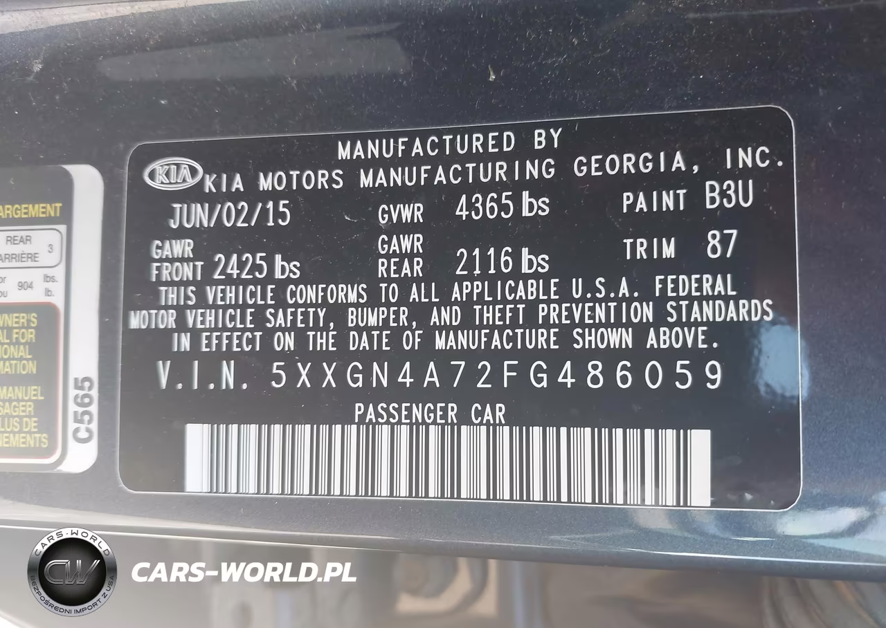 2015 Kia Optima Ex VIN:5XXGN4A72FG486059 - 9