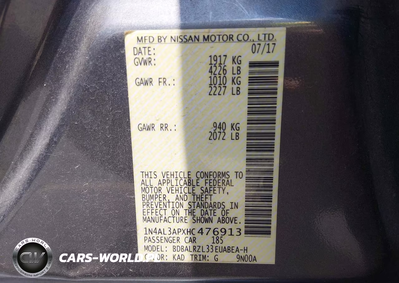 2017 Nissan Altima 2.5 Sl VIN:1N4AL3APXHC476913 - 9