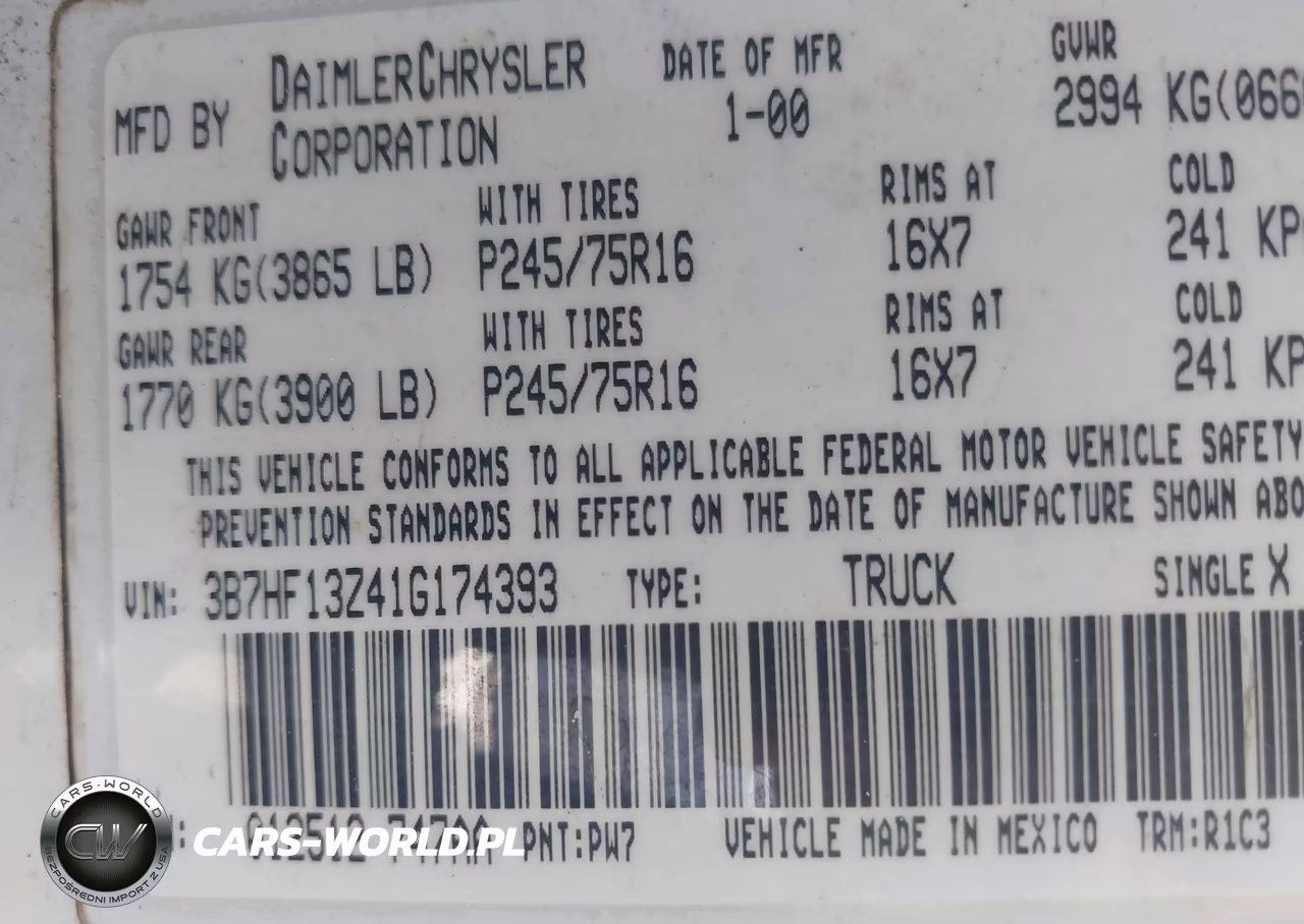 2001 Dodge Ram 1500 St VIN:3B7HF13Z41G174393 - 9