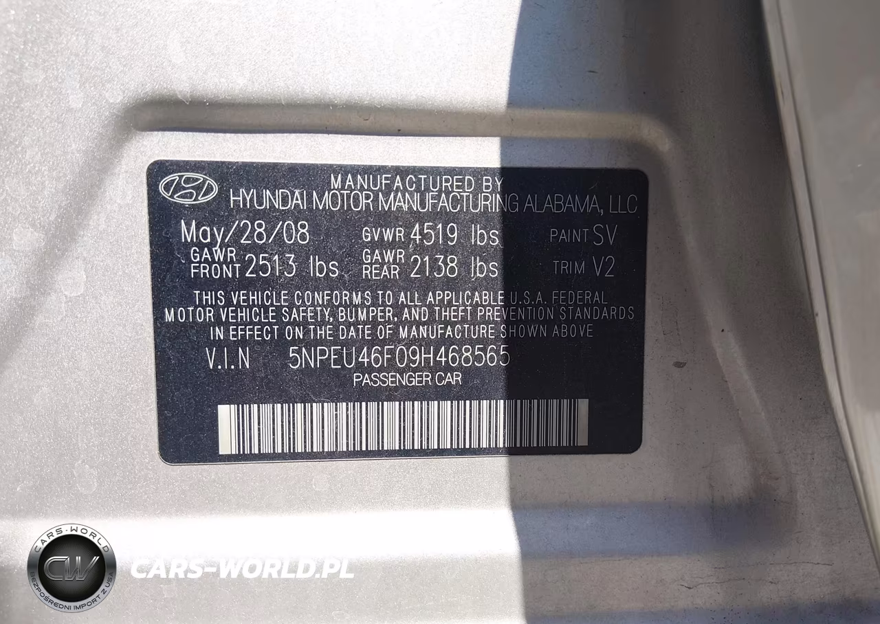 2009 Hyundai Sonata Limited V6 VIN:5NPEU46F09H468565 - 9