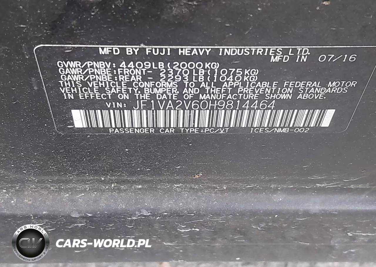 2017 Subaru Wrx Sti VIN:JF1VA2V60H9814464 - 9