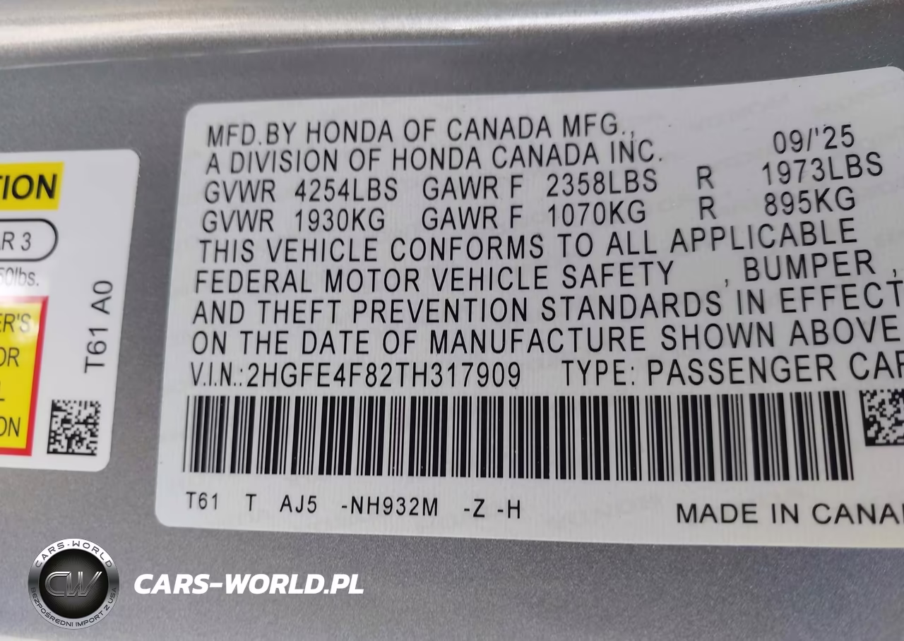 2026 Honda Civic Hybrid Sport-Sport Touring VIN:2HGFE4F82TH317909 - 9