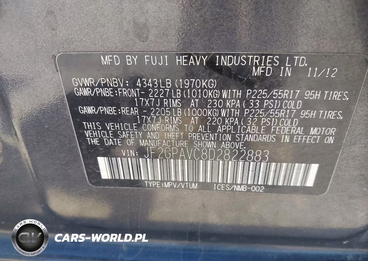 2013 Subaru Xv Crosstrek 2.0I Premium VIN:JF2GPAVC8D2822883 - 9