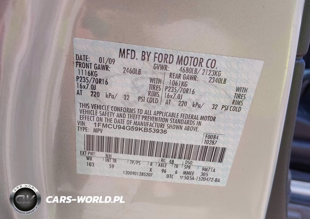 2009 Ford Escape Limited VIN:1FMCU94G59KB53936 - 9