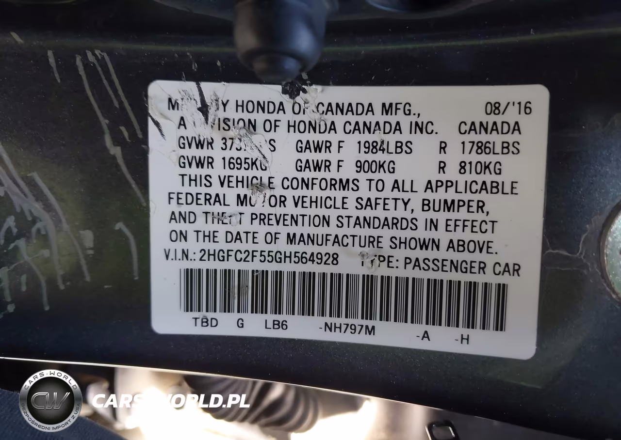 2016 Honda Civic Lx VIN:2HGFC2F55GH564928 - 9
