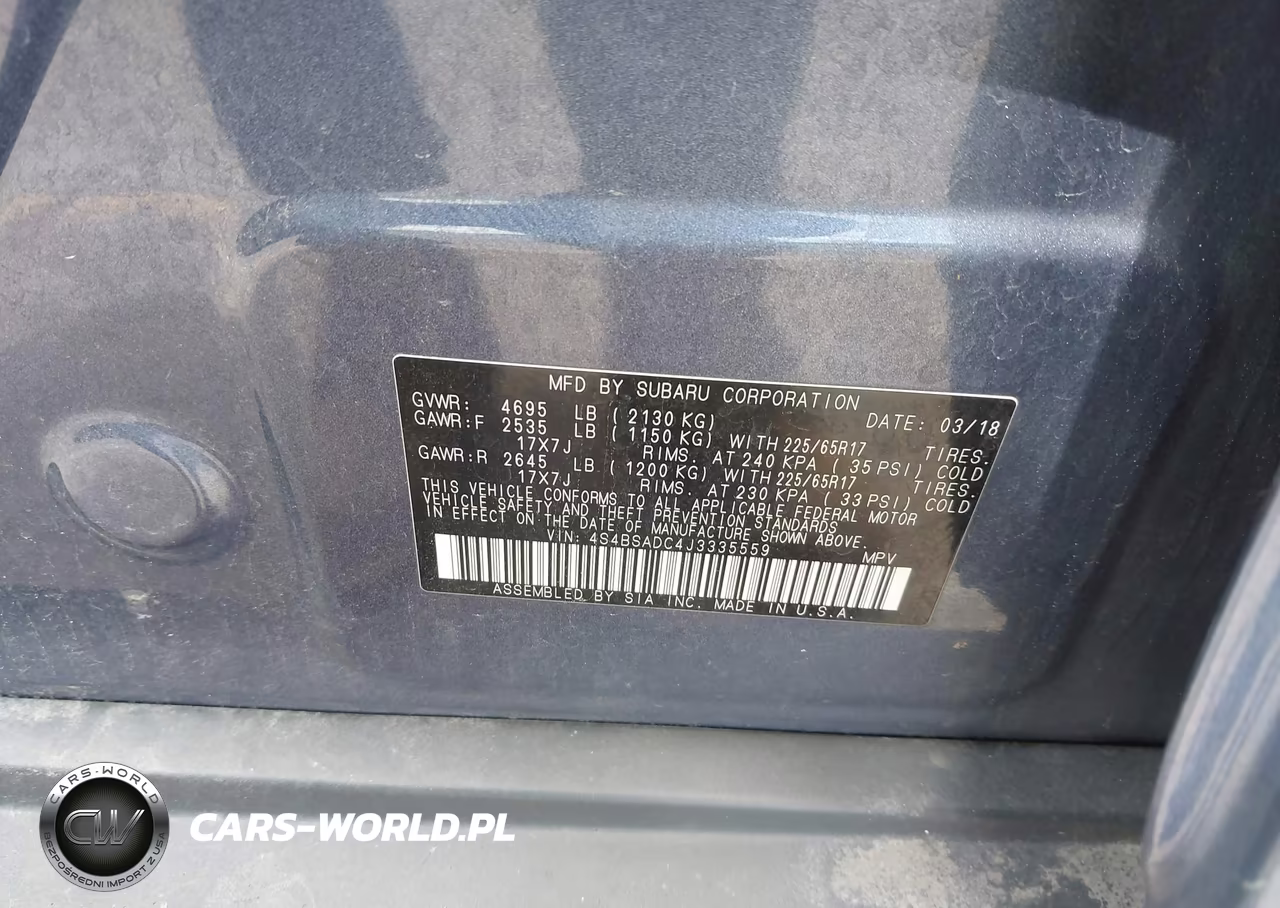 2018 Subaru Outback 2.5I Premium VIN:4S4BSADC4J3335559 - 9