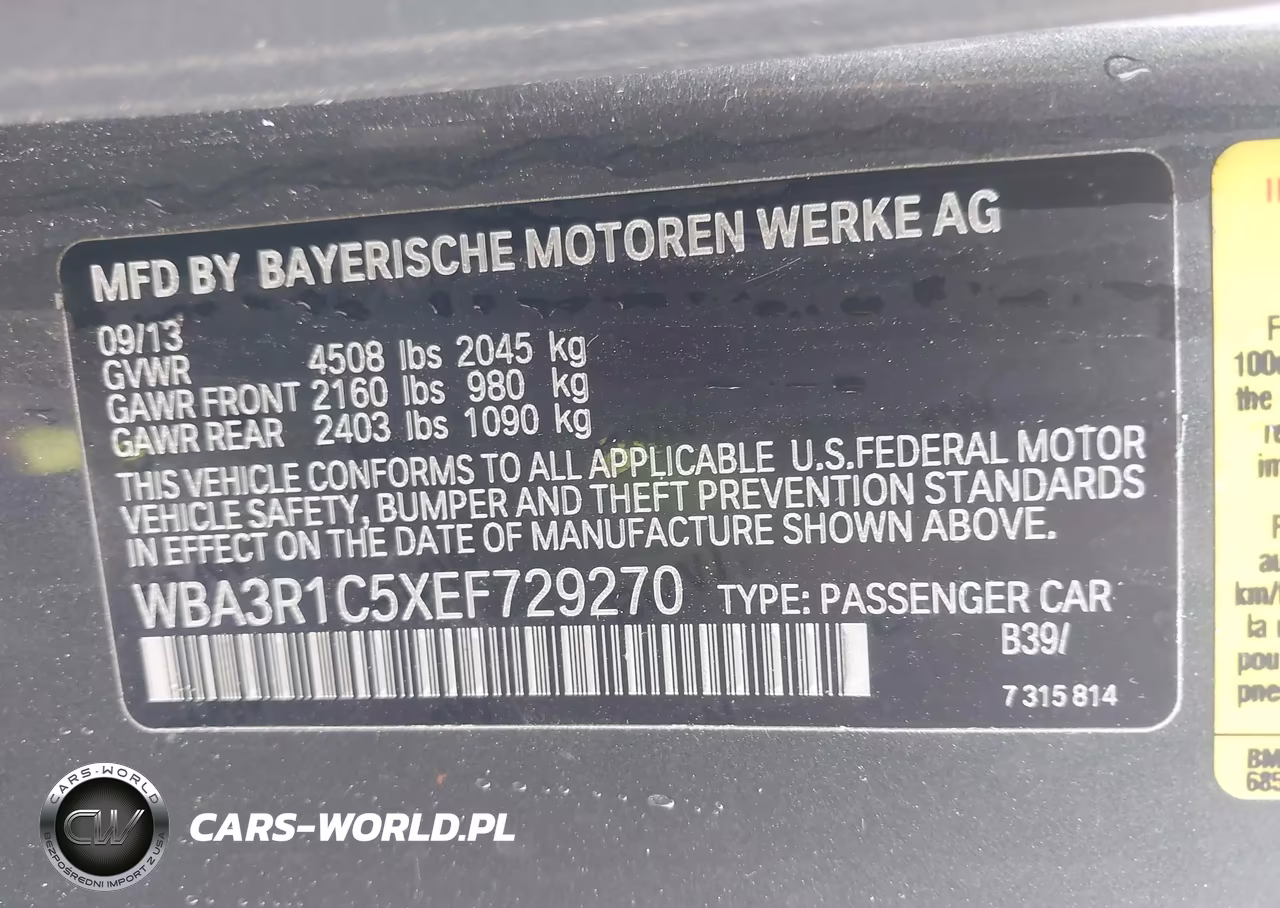 2014 BMW 435I VIN:WBA3R1C5XEF729270 - 9