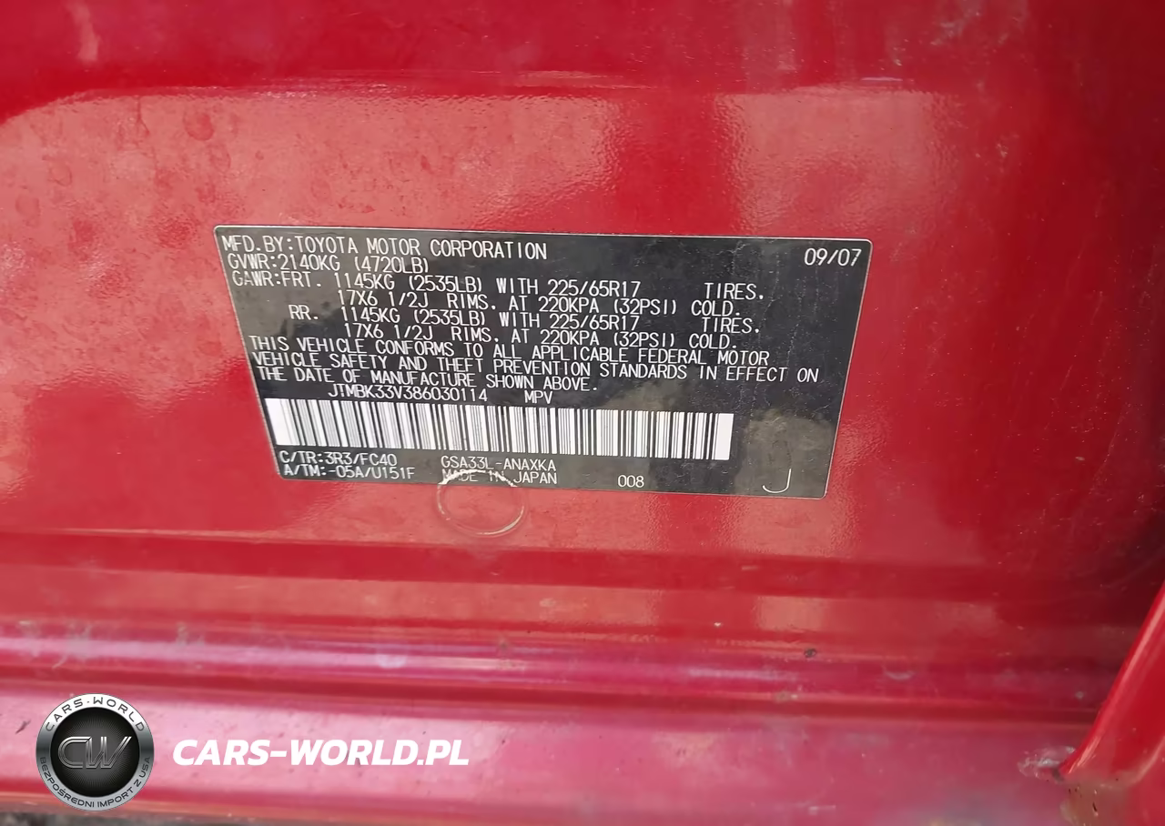 2008 Toyota Rav4 Base V6 VIN:JTMBK33V386030114 - 9