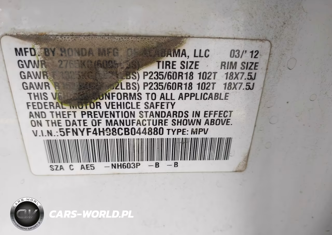 2012 Honda Pilot Touring VIN:5FNYF4H98CB044880 - 9