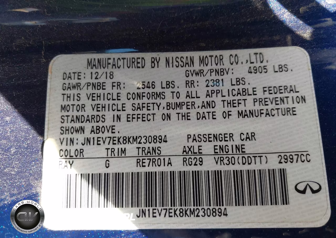 INFINITI Q60 PURE VIN:JN1EV7EK8KM230894 - 9