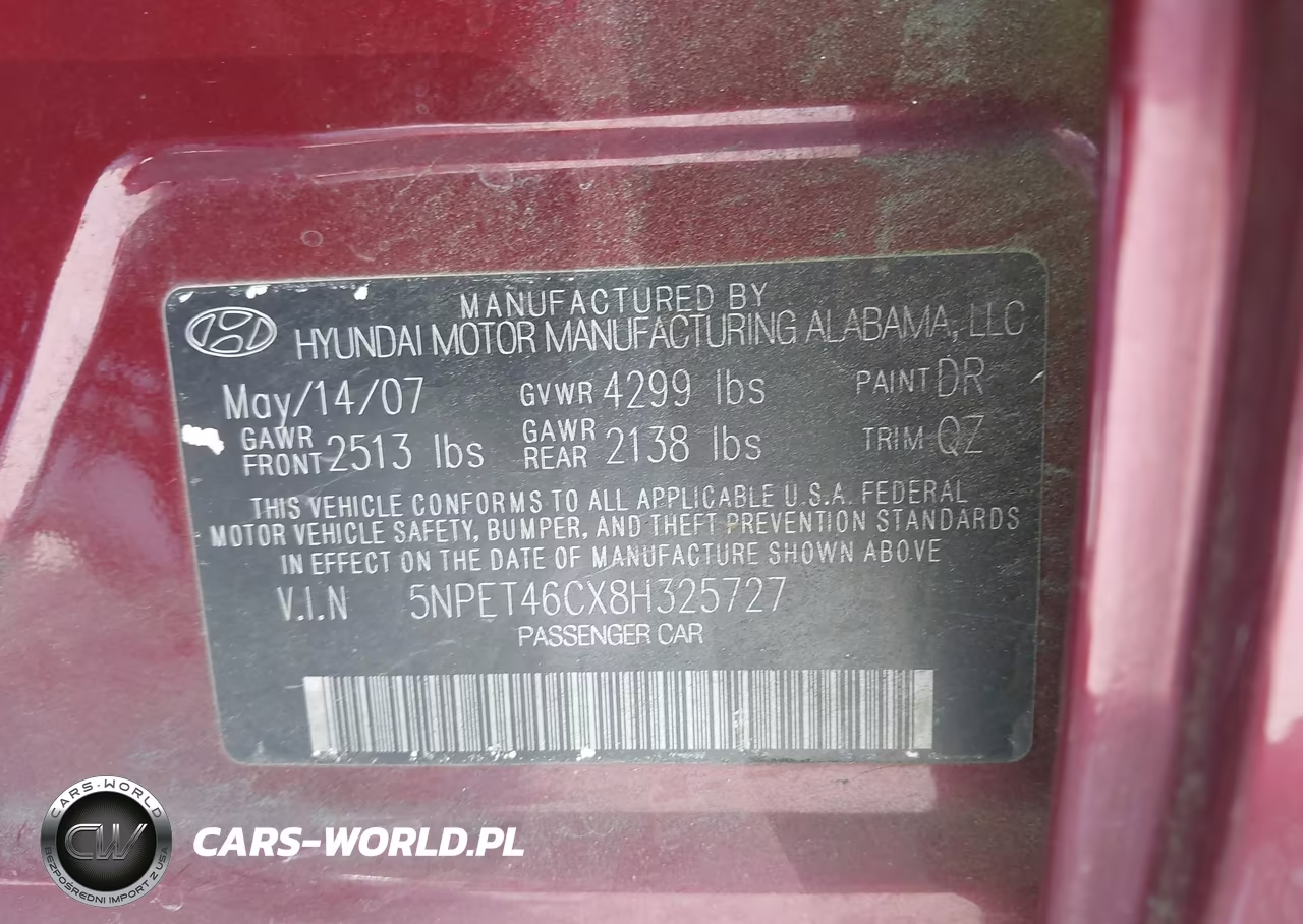 2008 Hyundai Sonata Gls VIN:5NPET46CX8H325727 - 9