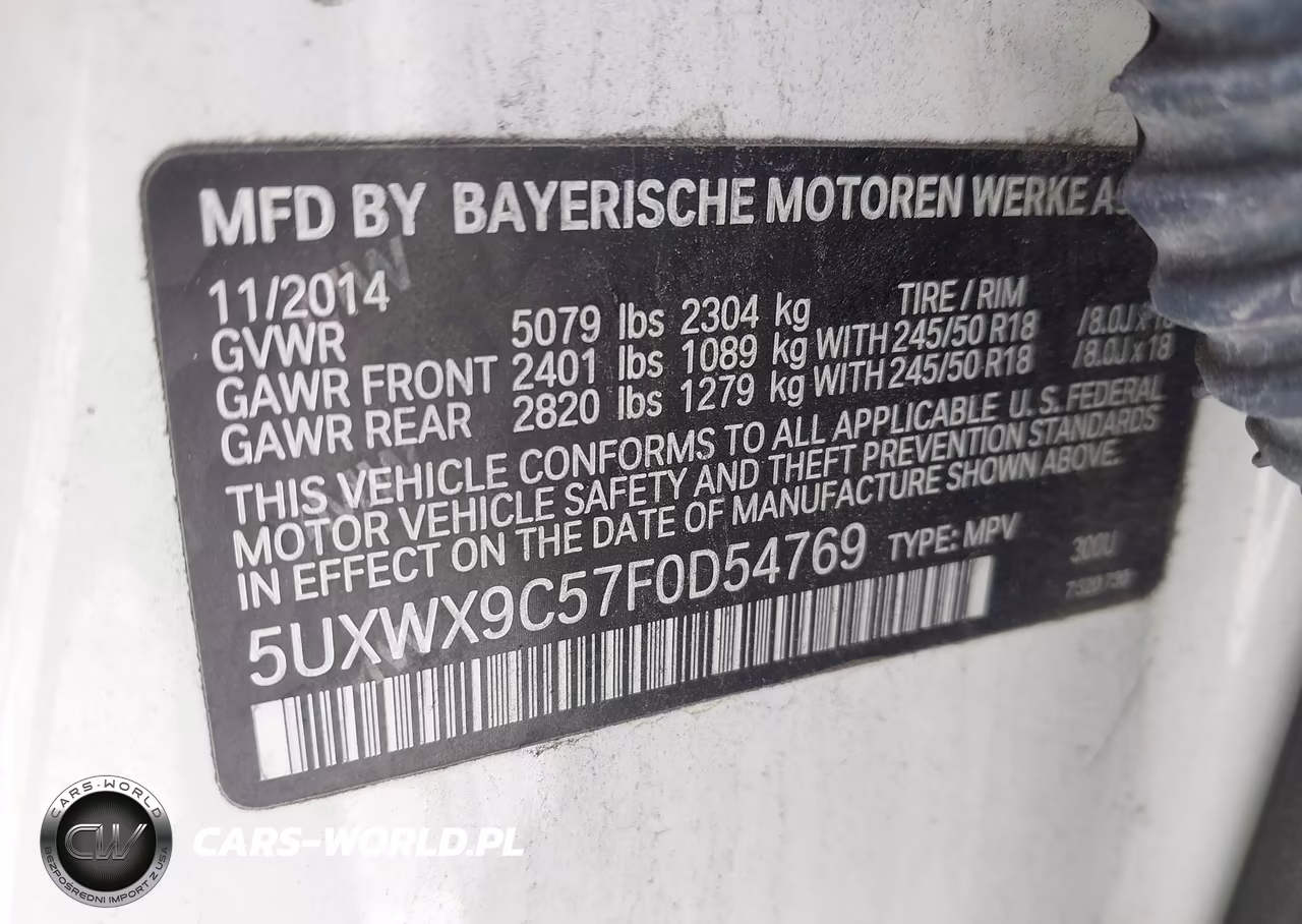 2015 BMW X3 xDrive28I VIN:5UXWX9C57F0D54769 - 9