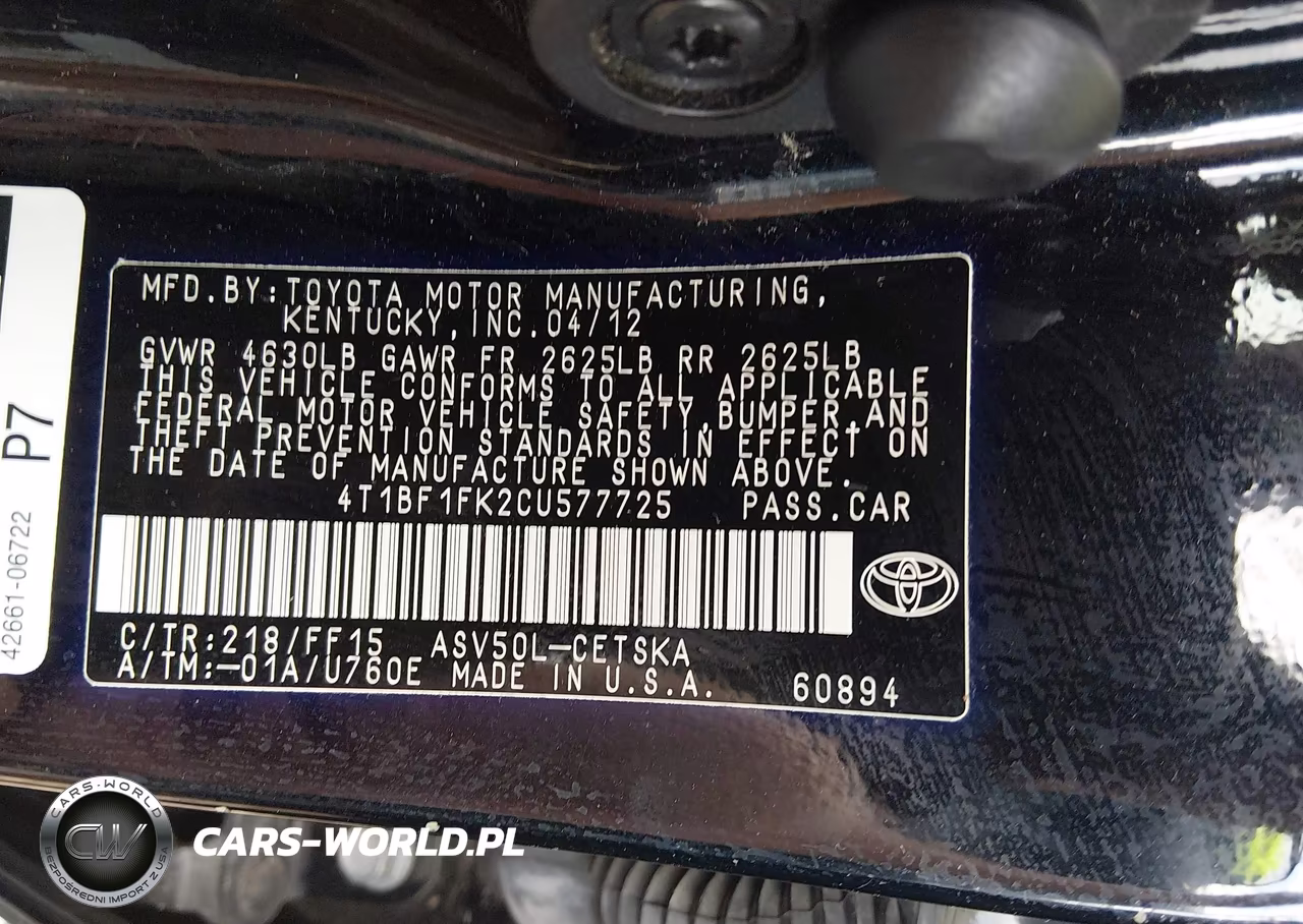 2012 Toyota Camry Se VIN:4T1BF1FK2CU577725 - 9