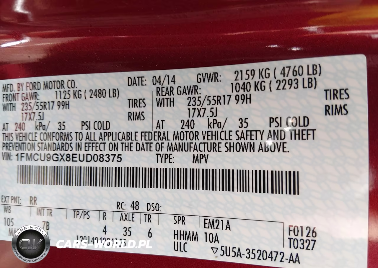 2014 Ford Escape Se VIN:1FMCU9GX8EUD08375 - 9