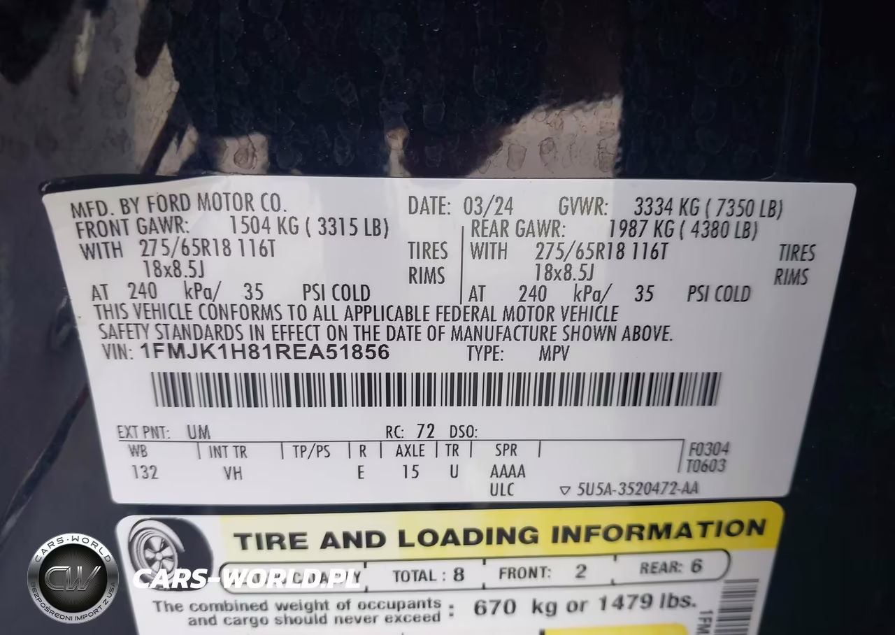 2024 Ford Expedition Xlt Max VIN:1FMJK1H81REA51856 - 9