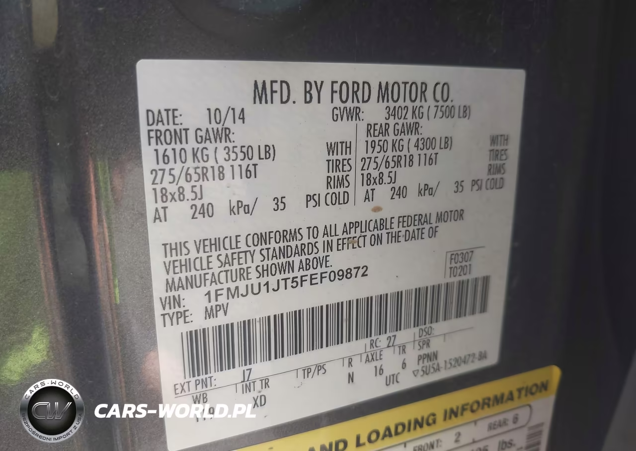 2015 Ford Expedition Xlt VIN:1FMJU1JT5FEF09872 - 9