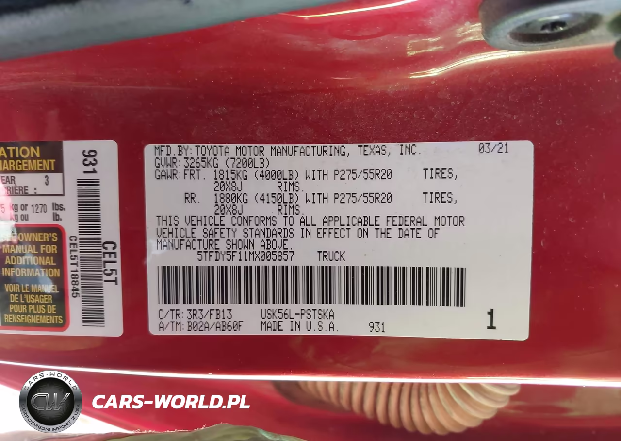 2021 Toyota Tundra Sr5 VIN:5TFDY5F11MX005857 - 9