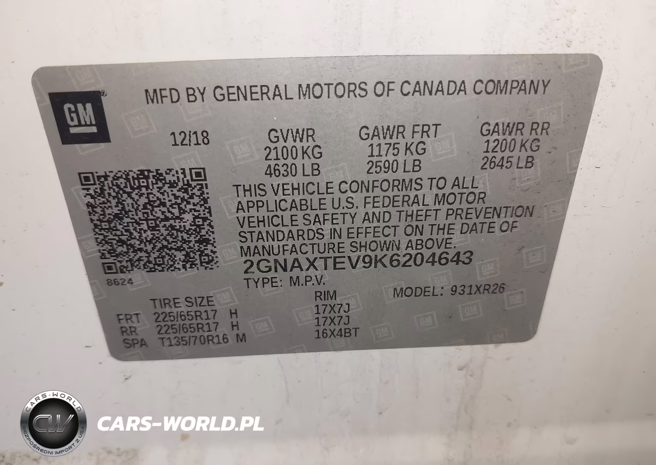 2019 Chevrolet Equinox Lt VIN:2GNAXTEV9K6204643 - 9