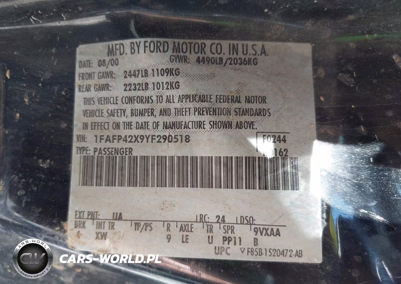2000 Ford Mustang Gt VIN:1FAFP42X9YF290518 - 9