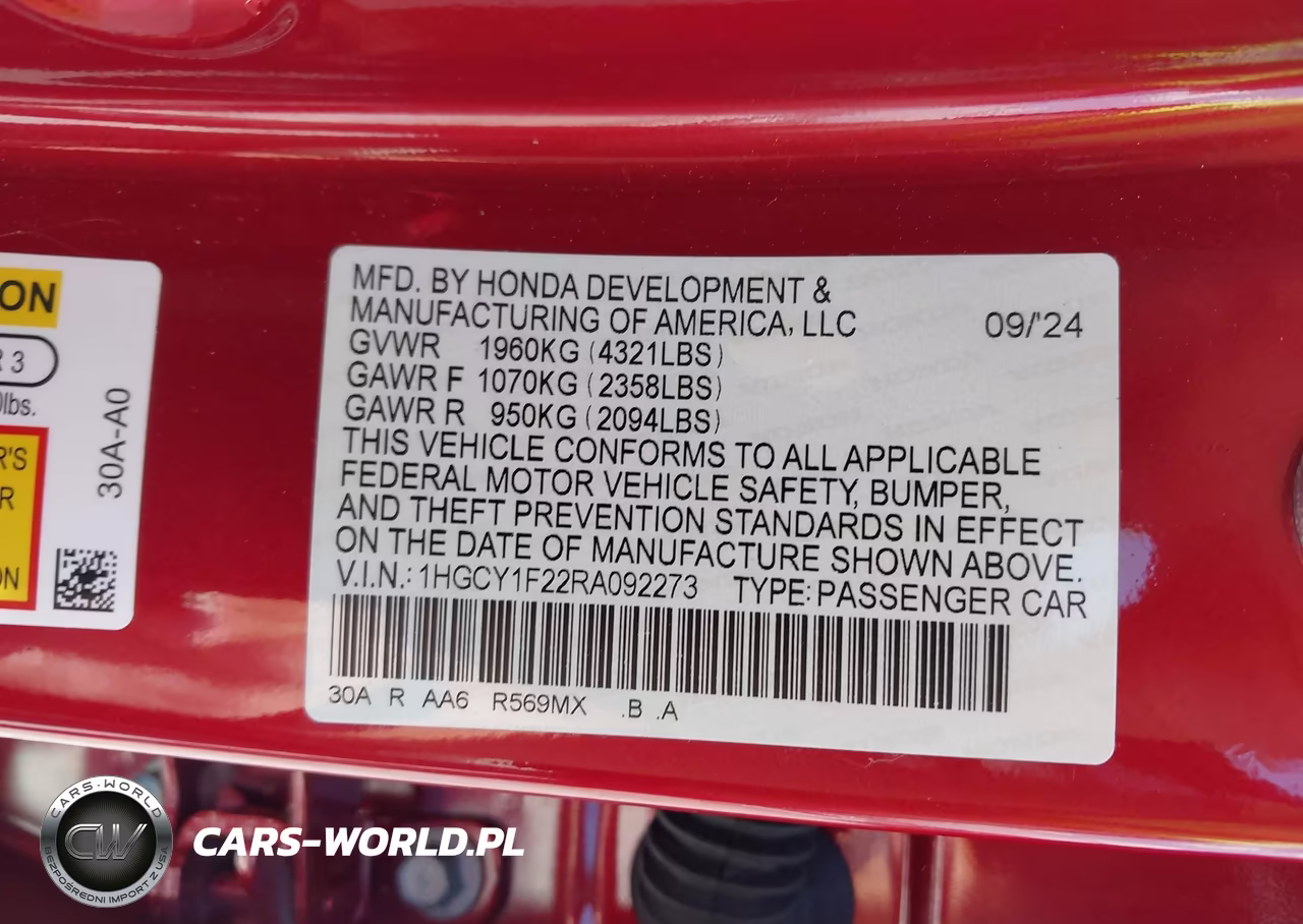 2024 Honda Accord Lx VIN:1HGCY1F22RA092273 - 9