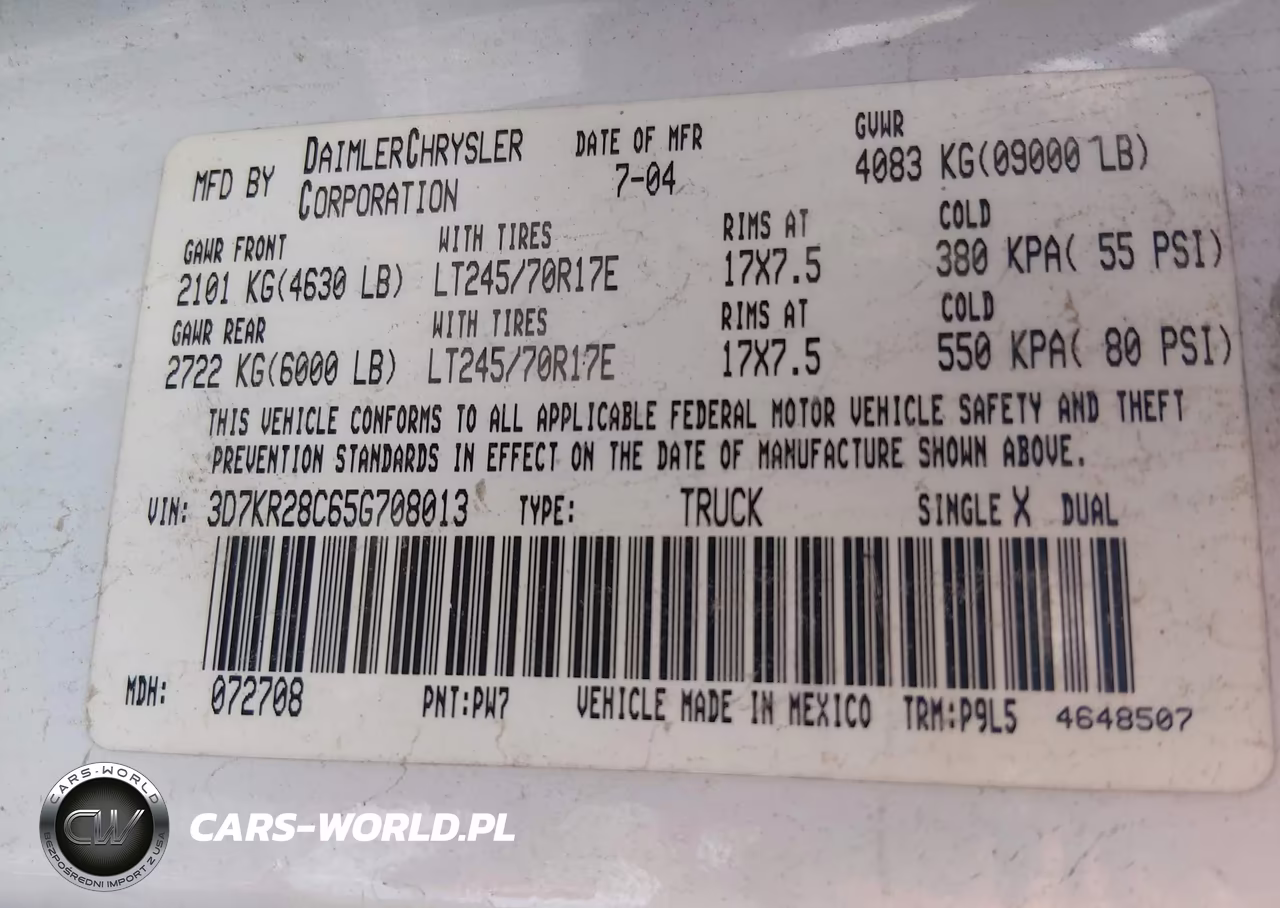 2005 Dodge Ram 2500 St VIN:3D7KR28C65G708013 - 9