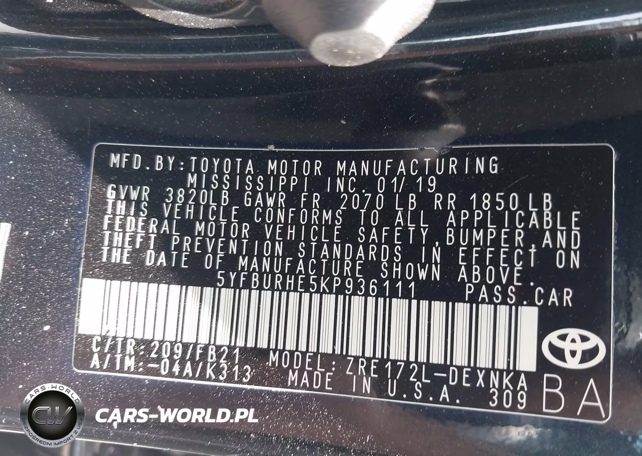 2019 Toyota Corolla Le VIN:5YFBURHE5KP936111 - 9