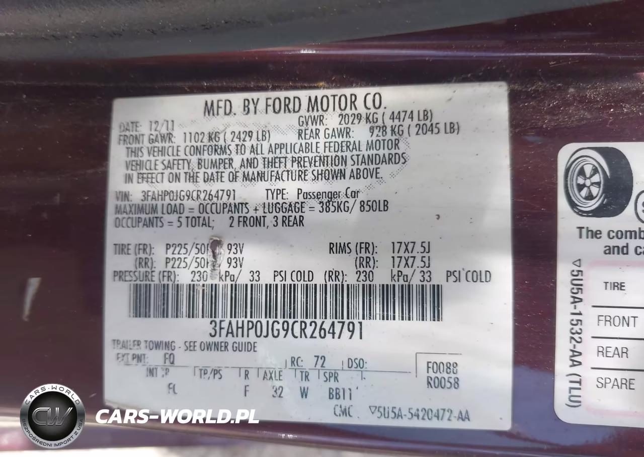 2012 Ford Fusion Sel VIN:3FAHP0JG9CR264791 - 9