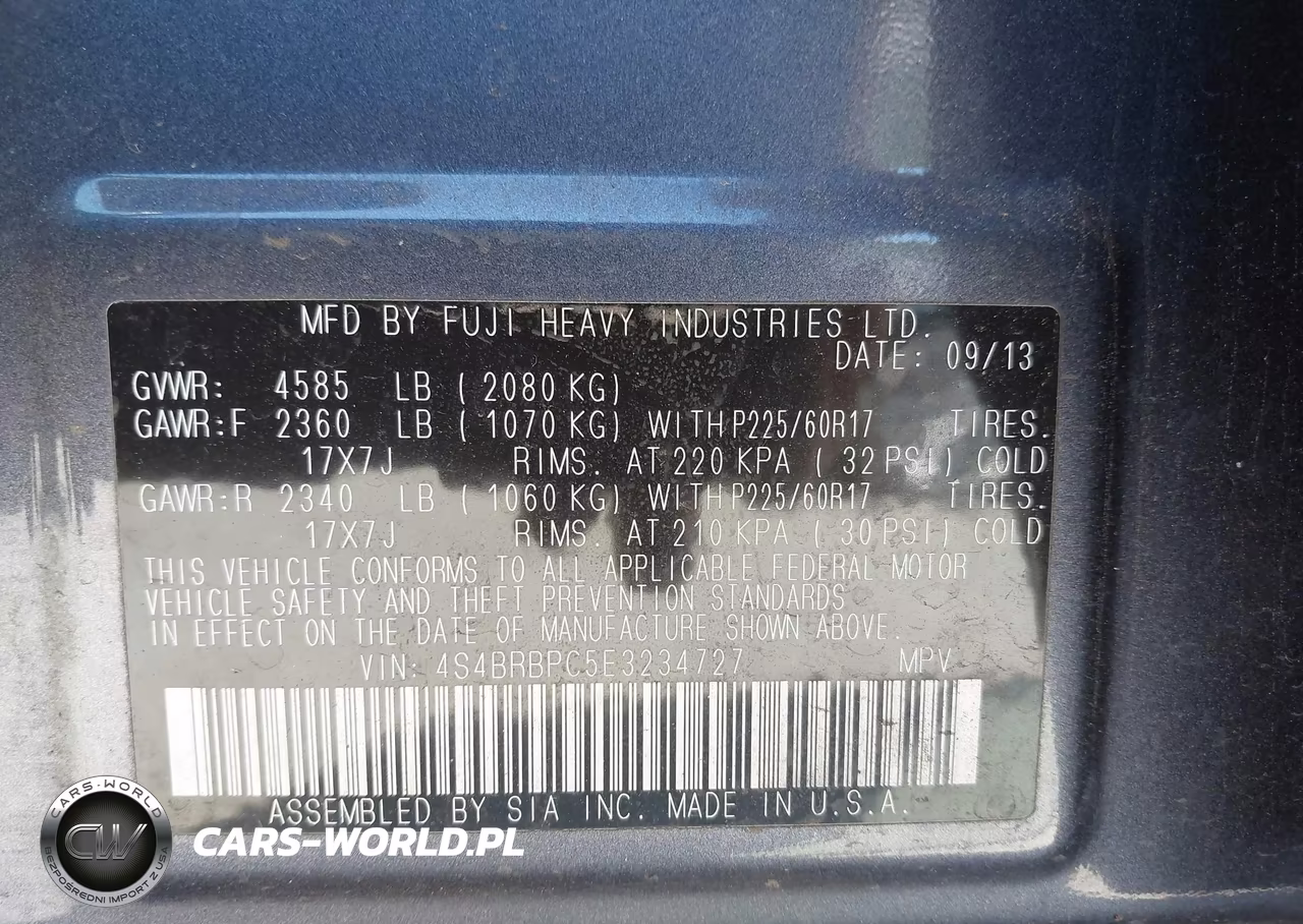 2014 Subaru Outback 2.5I Limited VIN:4S4BRBPC5E3234727 - 9