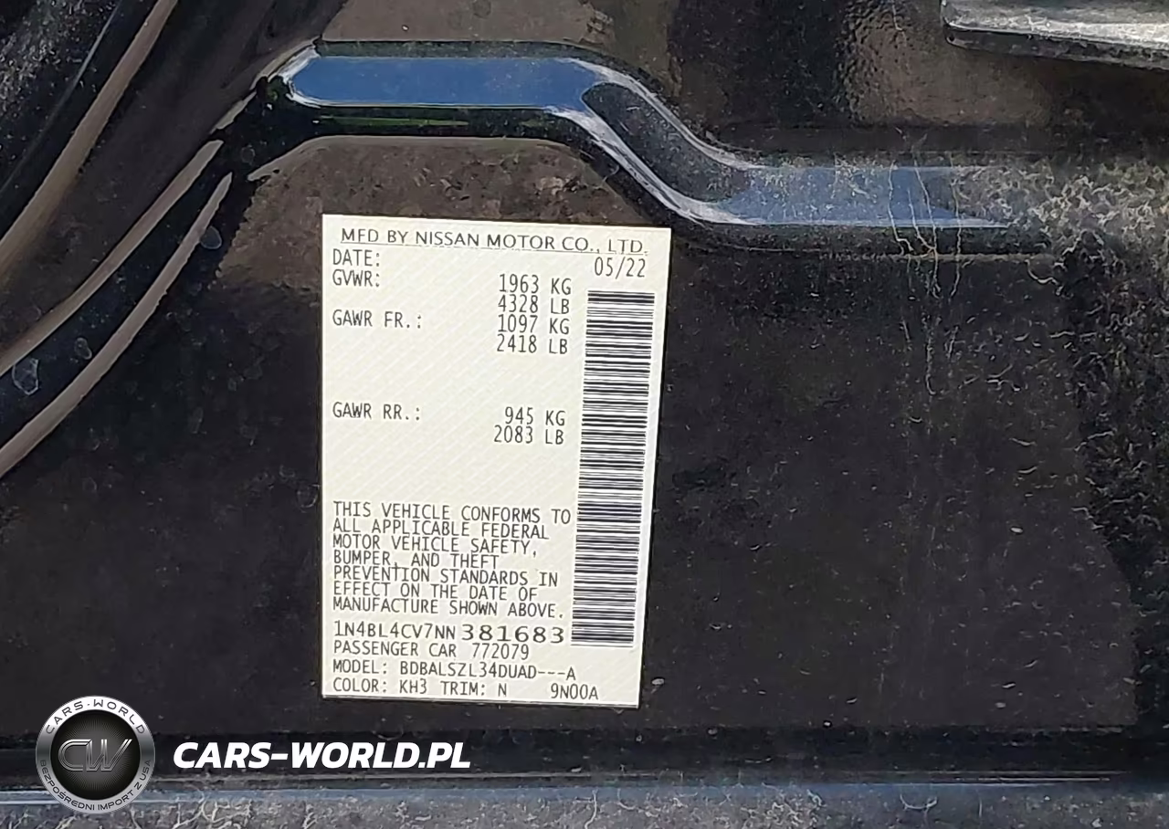 2022 Nissan Altima Sr Fwd VIN:1N4BL4CV7NN381683 - 9