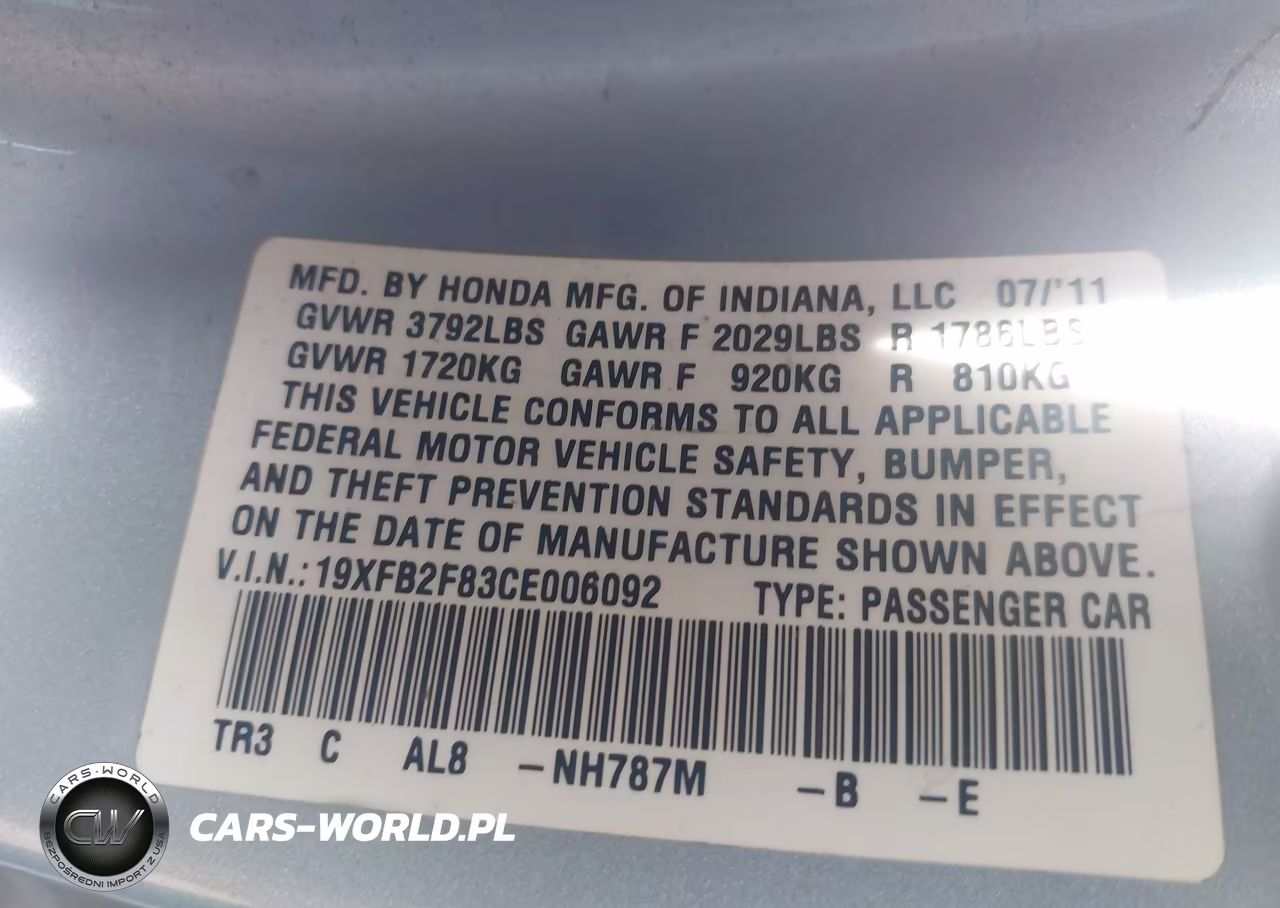 2012 Honda Civic Ex VIN:19XFB2F83CE006092 - 9