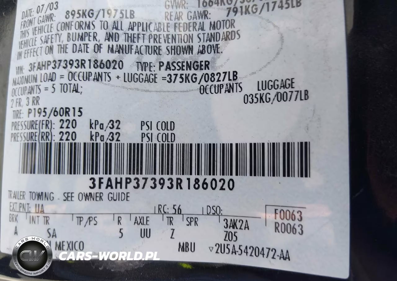 2003 Ford Focus Zx5 VIN:3FAHP37393R186020 - 9