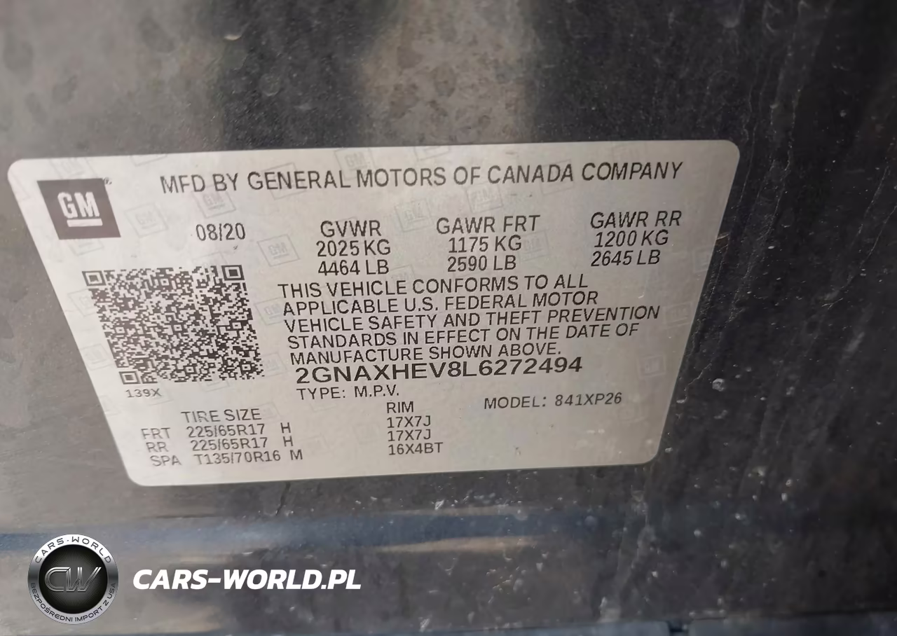 2020 Chevrolet Equinox Fwd Ls VIN:2GNAXHEV8L6272494 - 9