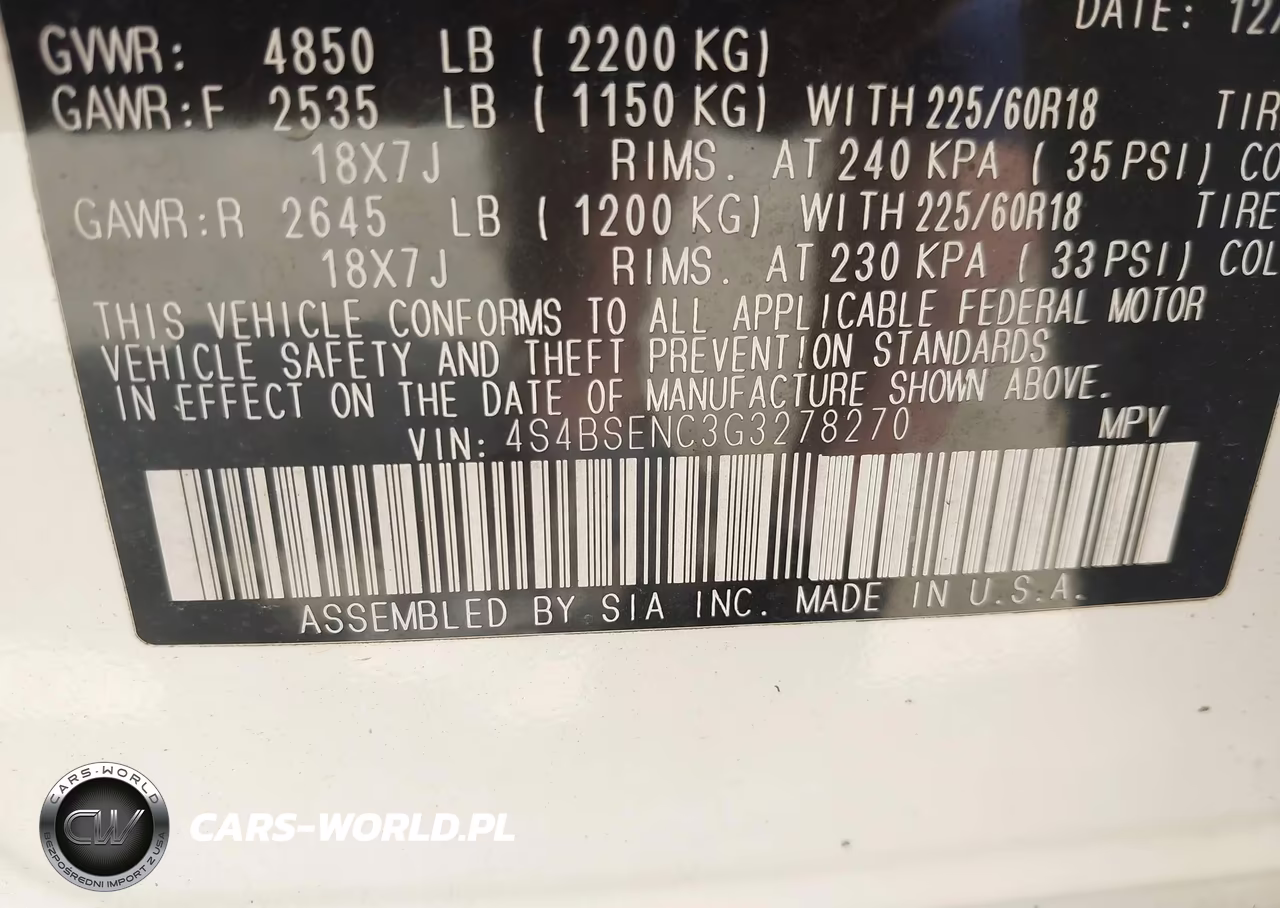 2016 Subaru Outback 3.6R Limited VIN:4S4BSENC3G3278270 - 9