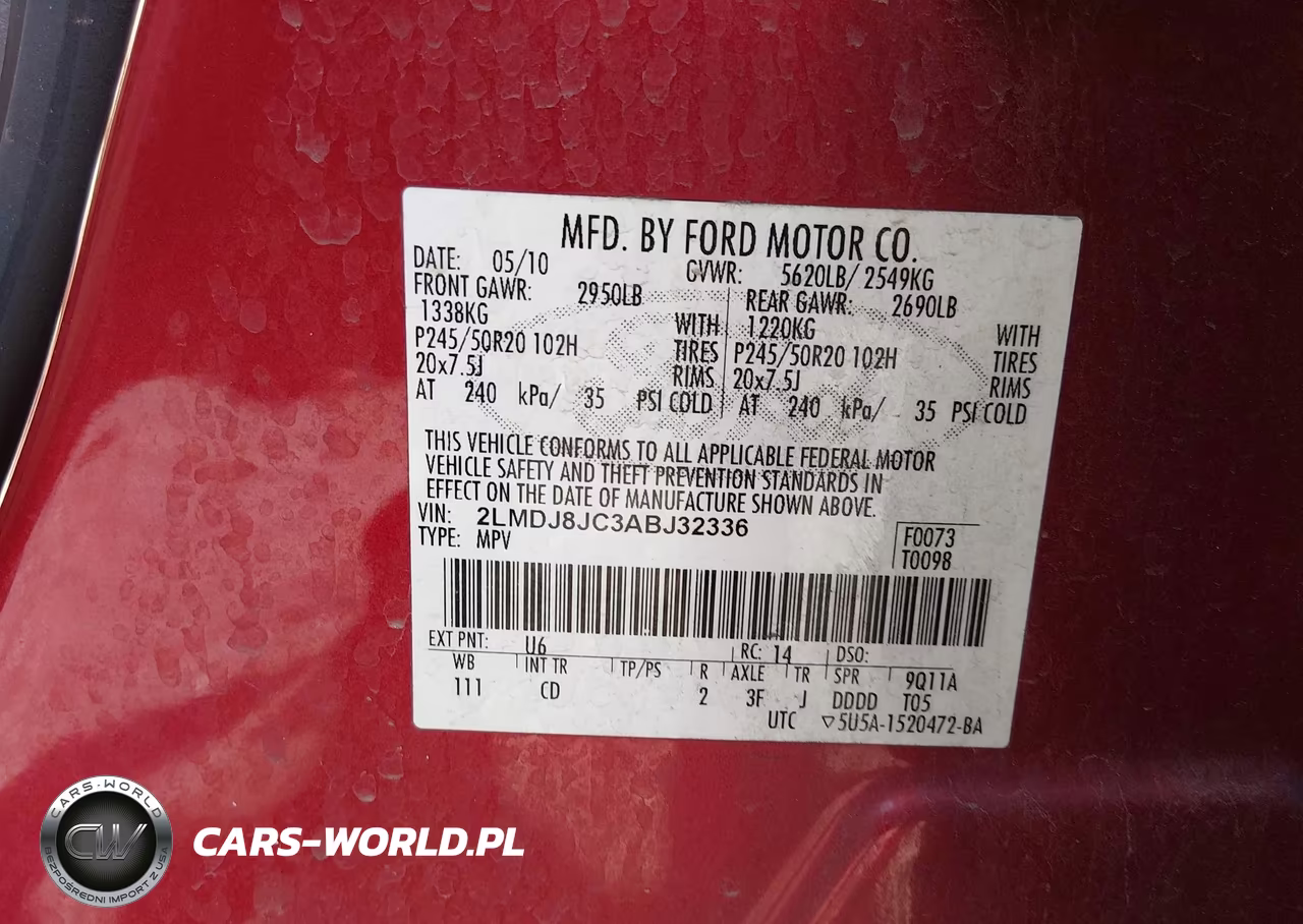 2010 Lincoln Mkx VIN:2LMDJ8JC3ABJ32336 - 9