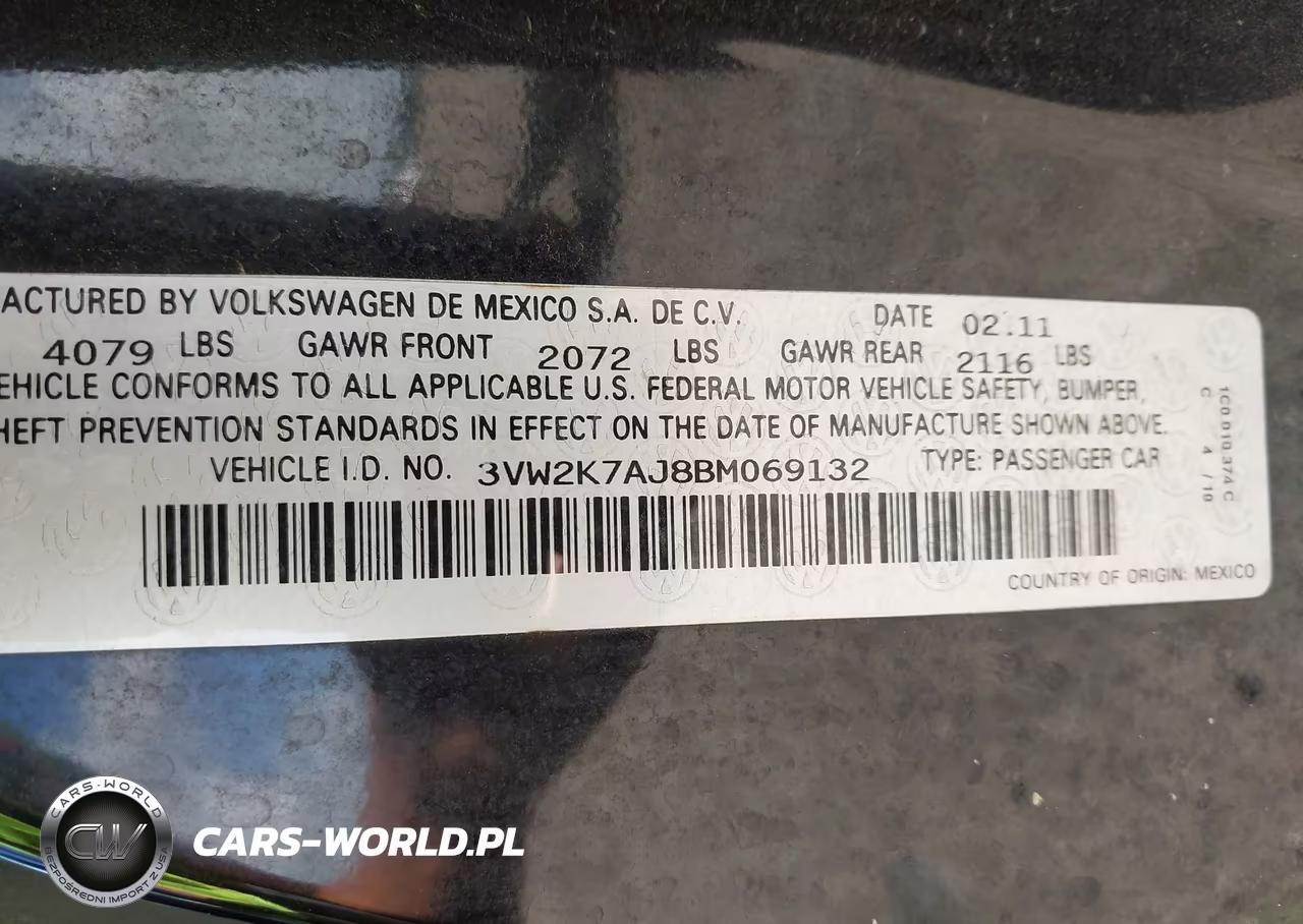 2011 Volkswagen Jetta 2.0L S VIN:3VW2K7AJ8BM069132 - 9