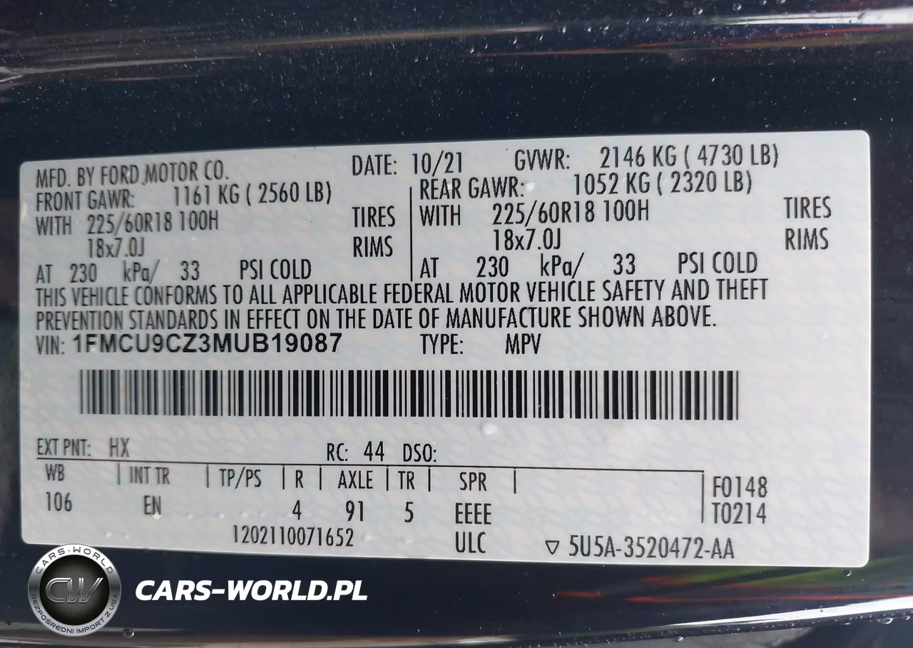 2021 Ford Escape Sel Hybrid VIN:1FMCU9CZ3MUB19087 - 9