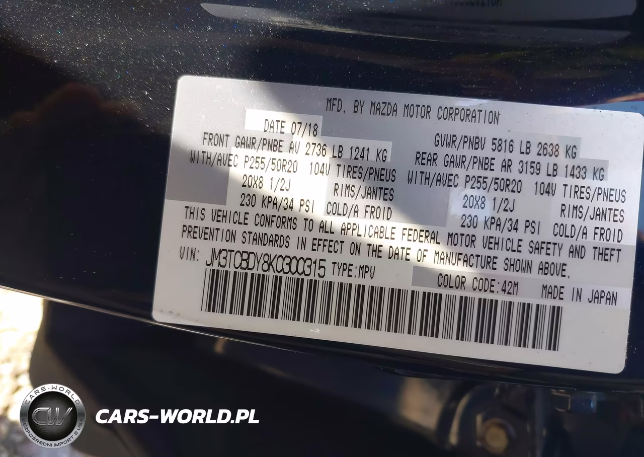 2019 Mazda Cx-9 Grand Touring VIN:JM3TCBDY8K0300315 - 9