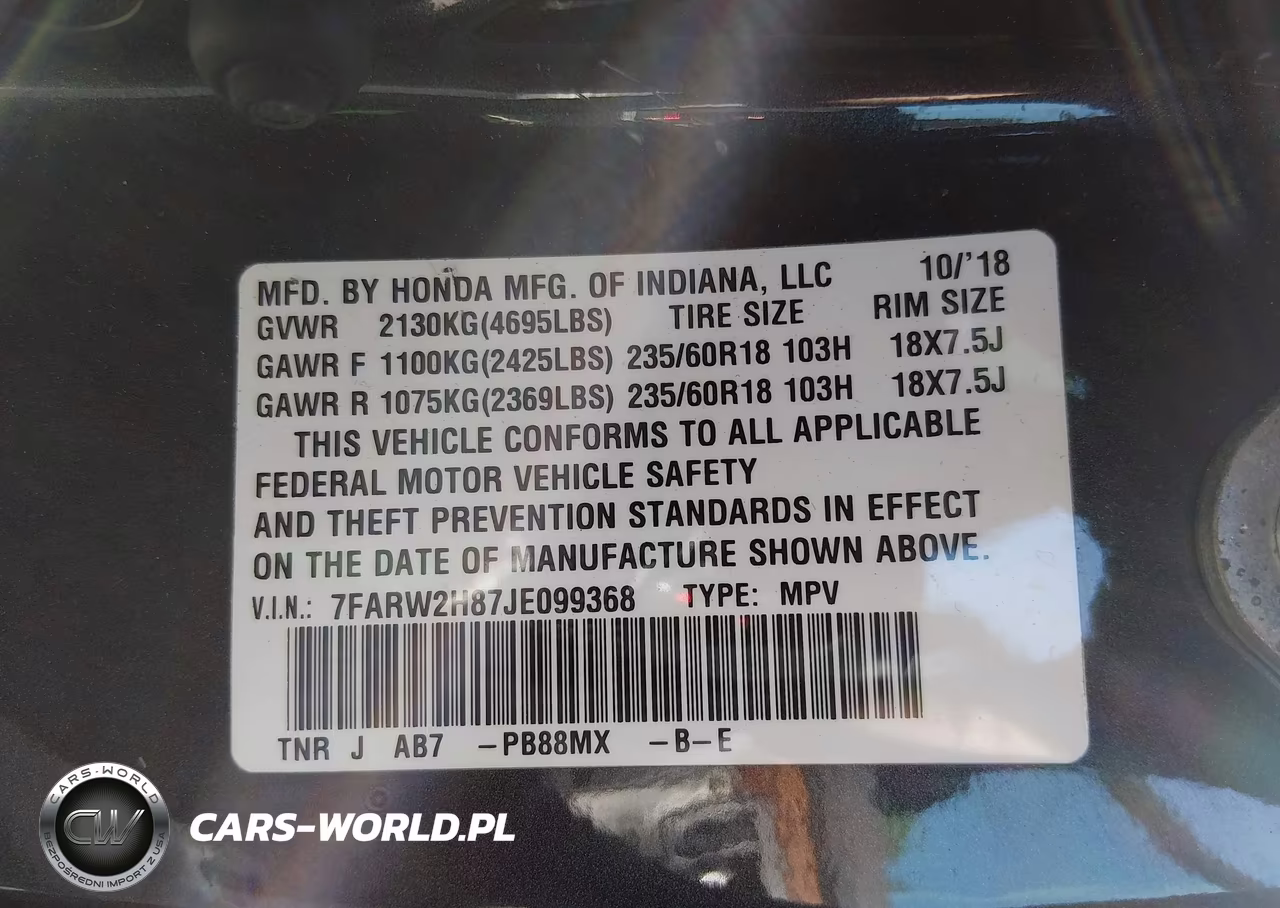 2018 Honda Cr-V Ex-L-Ex-L Navi VIN:7FARW2H87JE099368 - 9